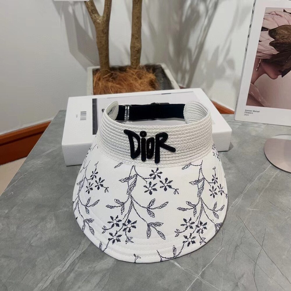 Dior Floral Print White Sun Visor